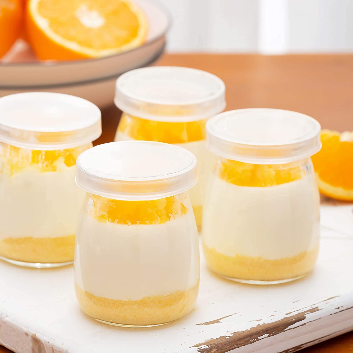 Lawei 40 barattoli per yogurt con coperchio, 150 ml, in vetro di ricambio, per marmellate, gelatine, miele, dessert, latte
