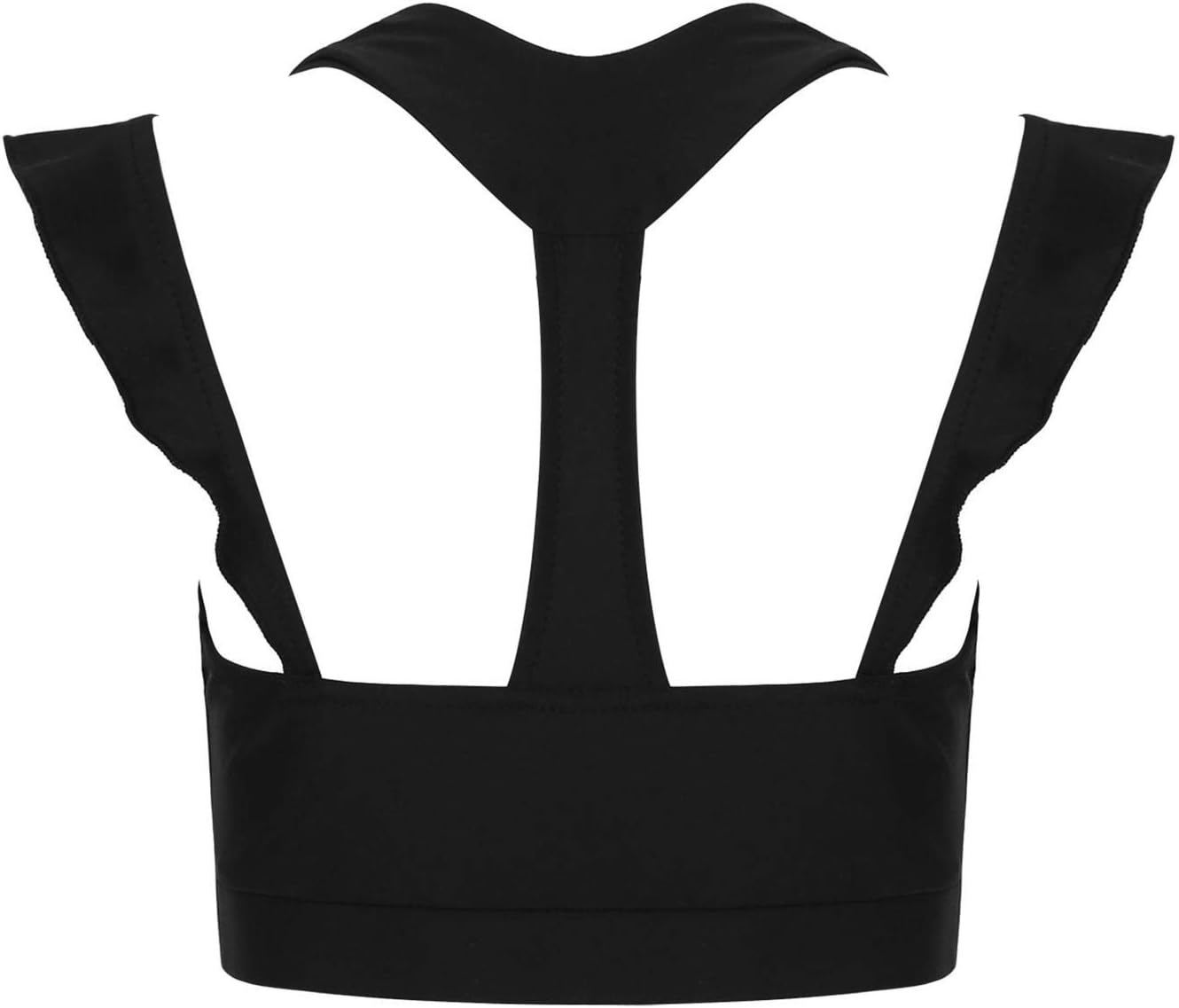 Kaerm Kids Girls Solid Ruffles Straps Training Bra Athletic Workout Sport Dance Crop Top Cami Vest Tank