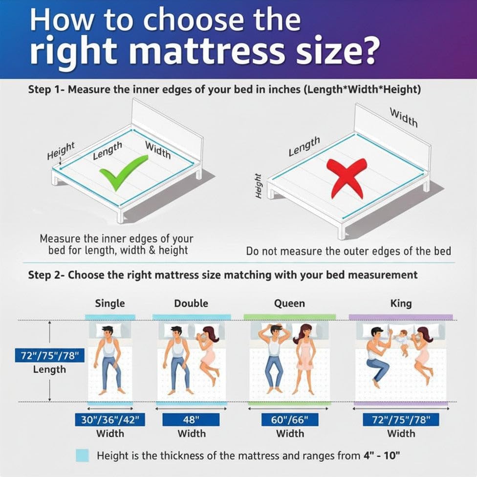 Image of Comforto Hybrid Mattress | King Size | Pocket Spring with Orthopedic Memory Foam | 100 Nights Trial | 10 Inch | Medium Firm Comfort | 72x70x10 Inch