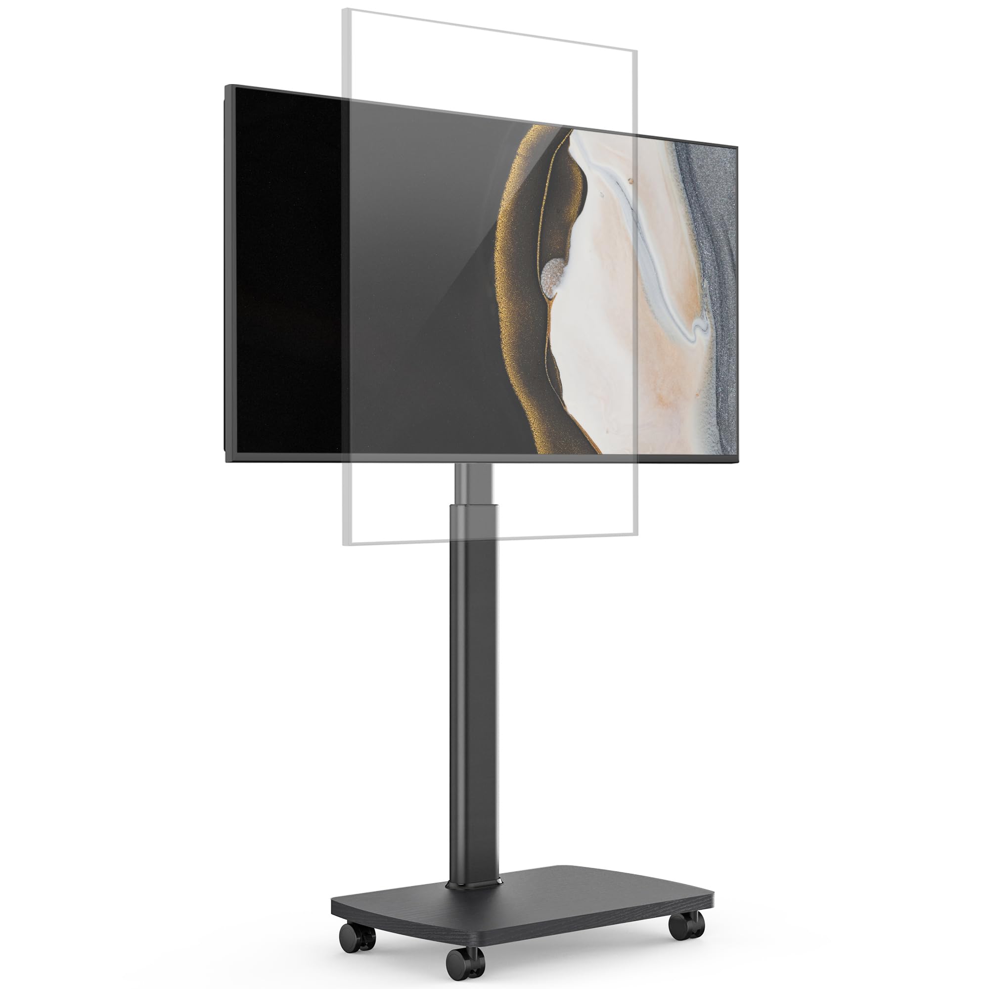 AOKCOS Support TV roulettes avec Base en Bois pour TV de 32-65 Pouces Horizontal et Vertical-Support TV sur Pied Plus Haut 1306-1626 MM Inclinaison 12° jusqu'à 35 KG Max. VESA 400x400mm