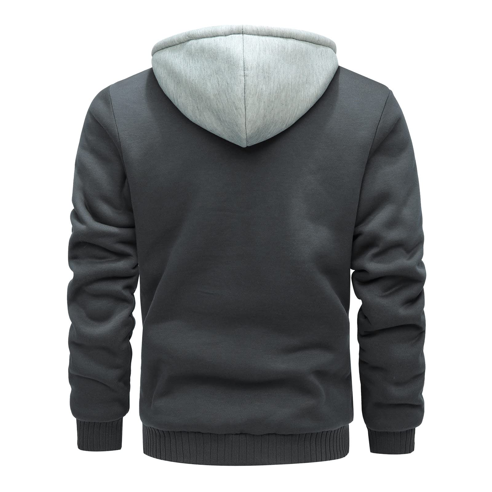 Generico Giacca in Pile Uomo per Autunno Inverno con Cappuccio e Cerniera Casual da Giorno