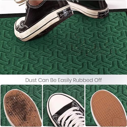Image of Yellow Weaves 1 Pc Door Mat for Home Entrance, Outdoor Rubber Mat - Non-Slip, Anti Skid Foot Mat, Dirt Trapper, Heavy-Duty, Weather-Resistant, Waterproof Doormat (40x60cms, Geometric, Green Color)