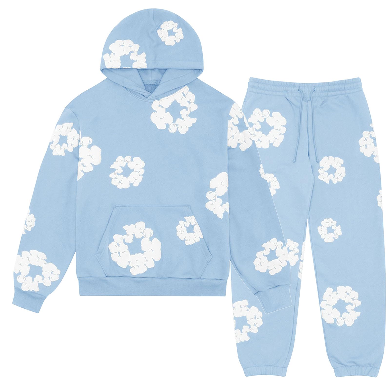 Unisex Tracksuit Set Men Women Casual Oversized Hoodies and Pants Vintage Kapok Printed Hip Hop Pullover Hooded — view 4