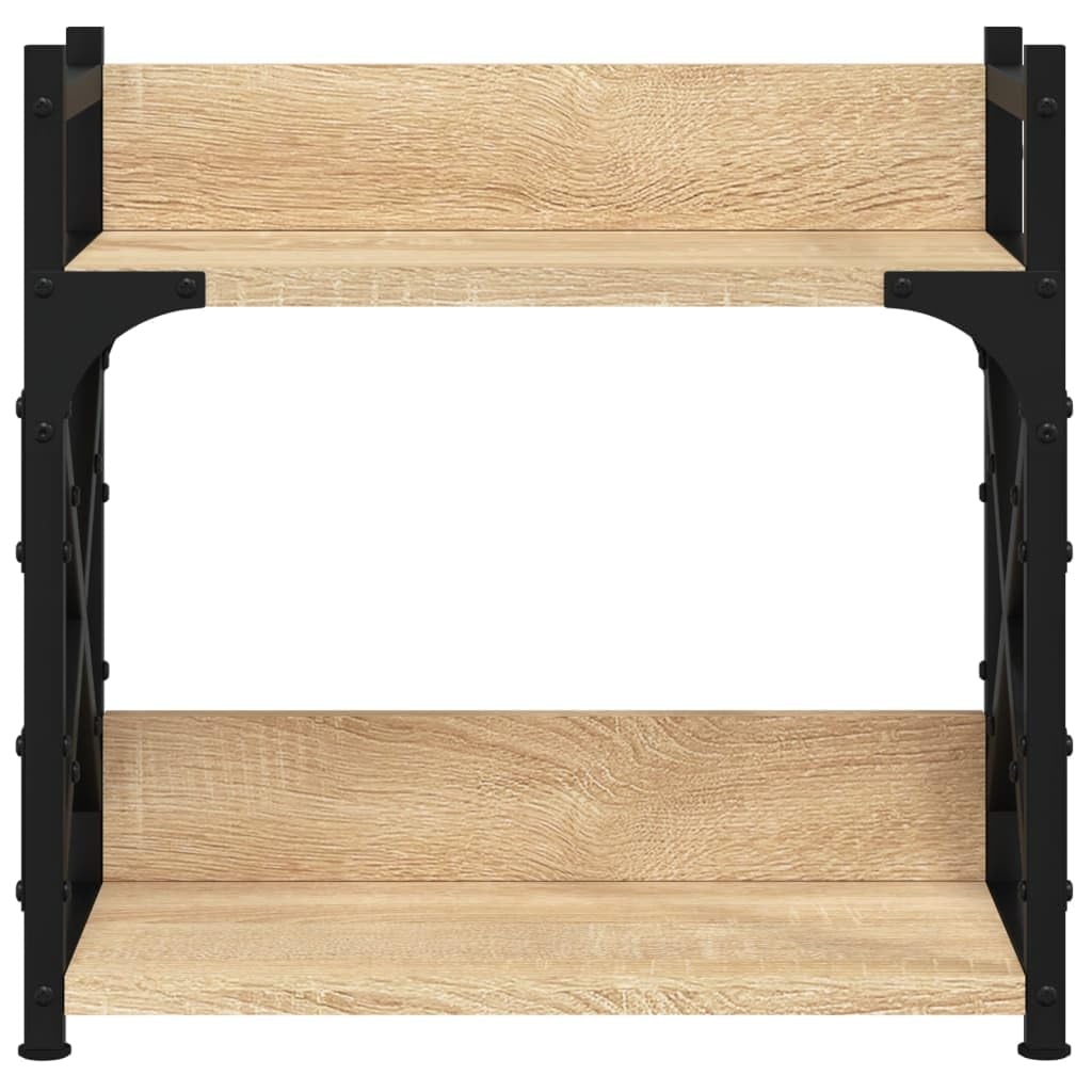 Support imprimante Meuble chêne Sonoma 40x20x40 cm à 2 Niveaux avec Cadre métal et Pieds réglables pour Bureau Poste Organisation Documents et Rangement Multifonction