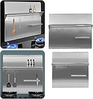 Vista 7 de Protector de pared con protector de pared de acero inoxidable para salpicaduras, con estante de almacenamiento integrado y estante colgante para uso