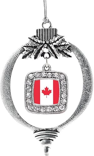 Miniatura 205 de Inspired Silver - My Vintage Initials - Adorno con dije de letra J - Adornos navideños cuadrados de plata con joyas de circonita cúbica