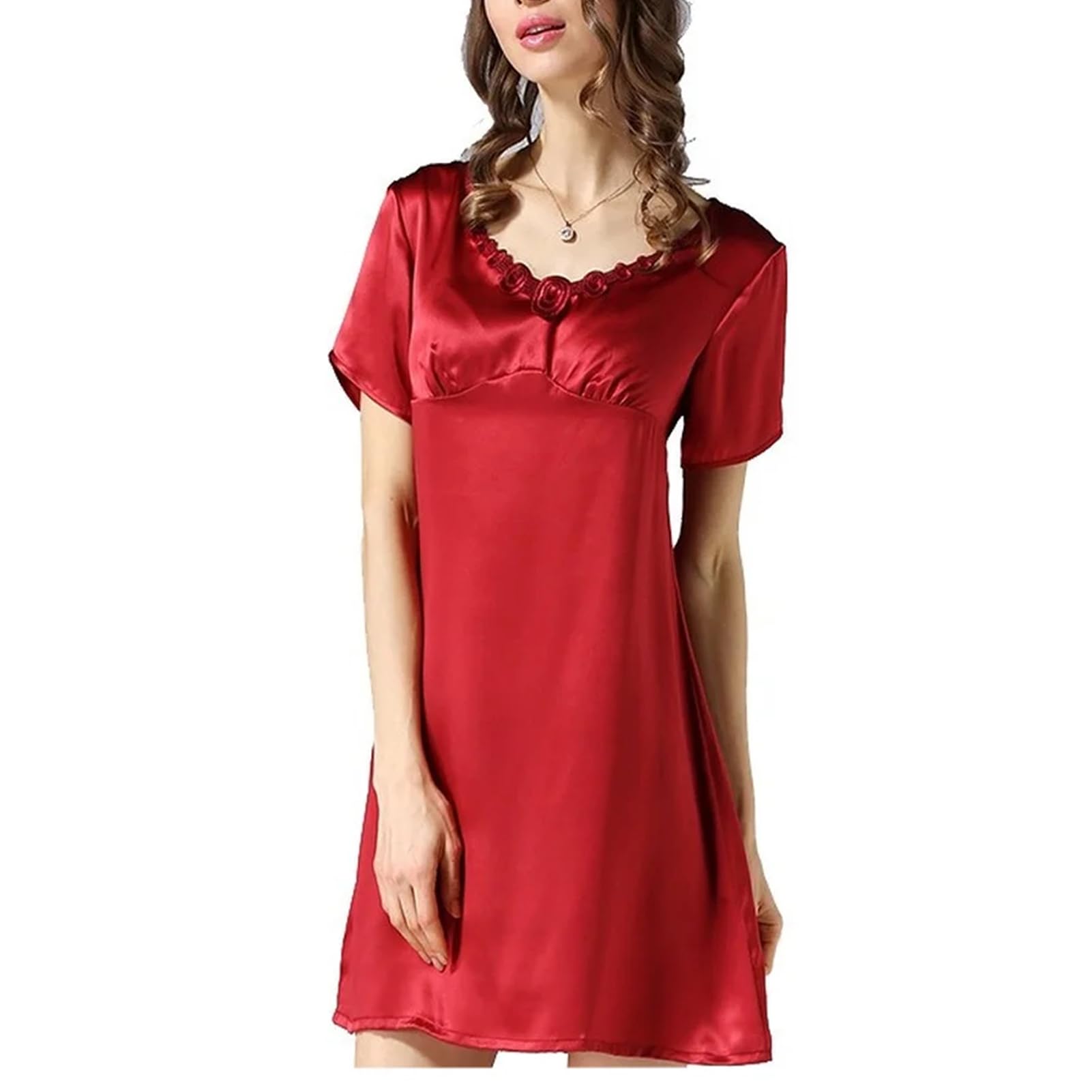Damen-Pyjama, Maulbeerseide, kurzärmelig, Nachthemd, Seide, Heim-Pyjama