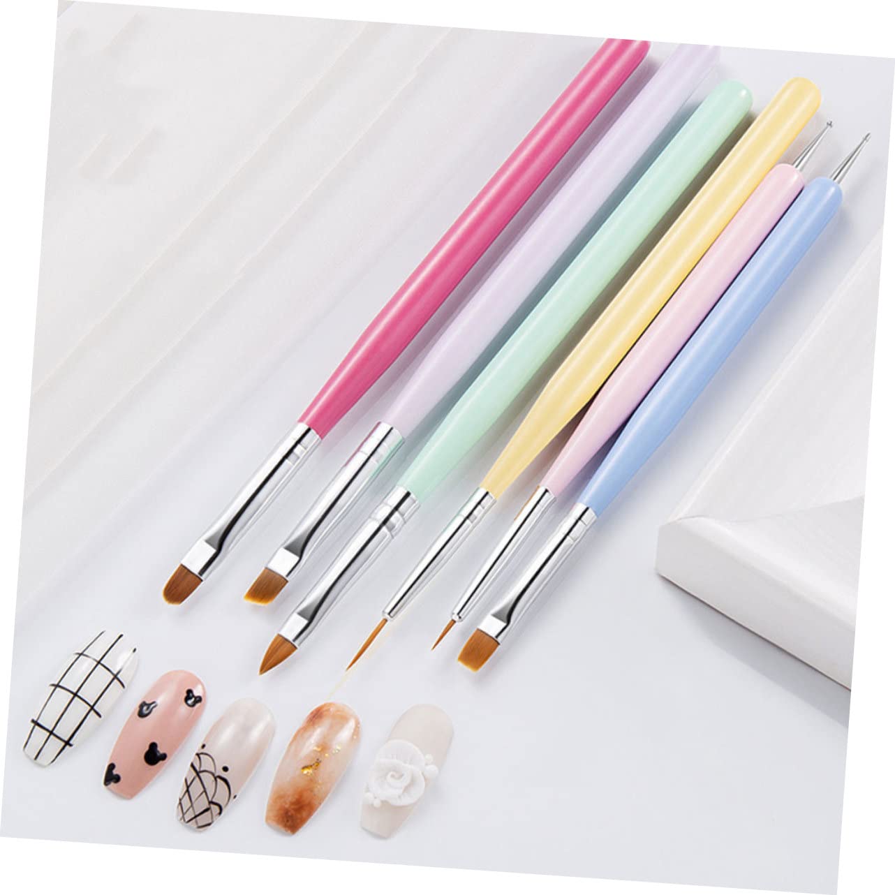 FRCOLOR Pz Penna per unghie pennelli unghie professionali pennelli nail art professionali doppia testa penna da disegno penna scolpita Pennarello Accessori tubo di alluminio