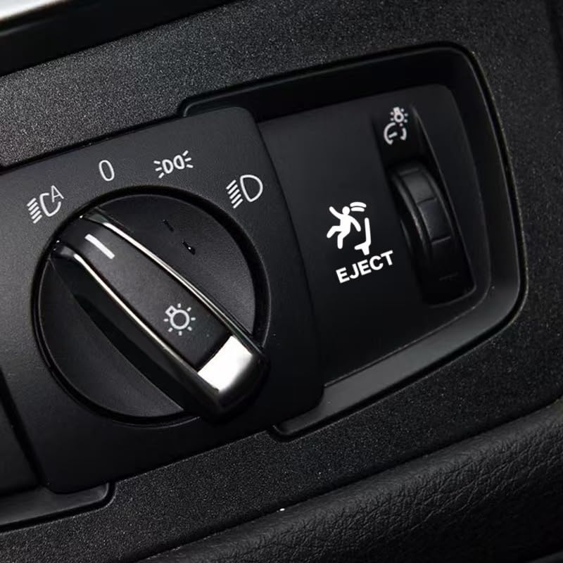 2pcs/Set Eject Button Stickers for Empty Car Buttons, Humorous Car Accessories for Men, Video Game Decals for Vehicles, White image 3