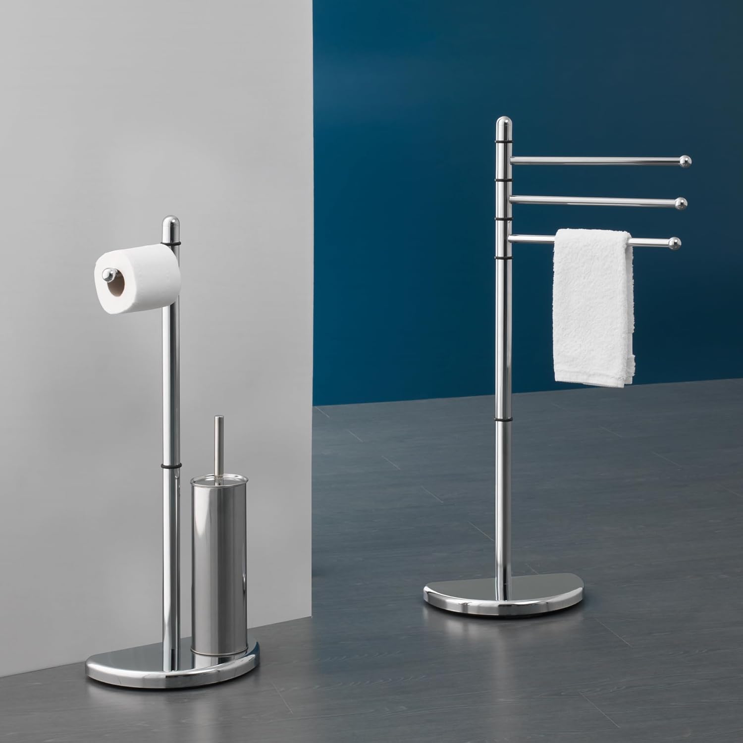 Gedy Bathroom Accessory, Contemporary Italian Hibiscus Standing Towel Holder, Steel