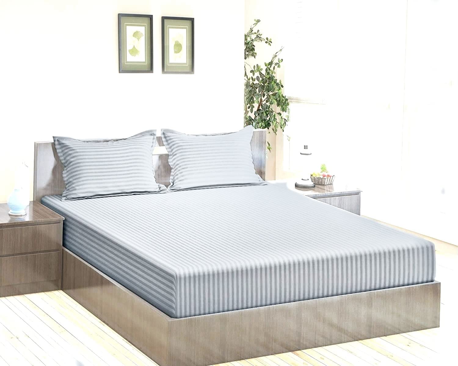 Trance Home Linen 200 TC Pure 100% Cotton Bedsheet Set of 4pcs-(1 Queen Size Fitted Sheet + 1 Queen Size Flat Sheet and 2 Pillow Covers,Silver Grey) (B07C7F9SNK) Amazon Price History, Amazon Price Tracker