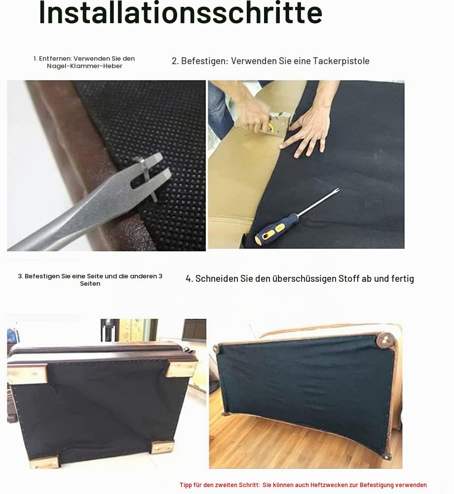 Ersatzstoff für Sofas, Stühle, Federunterlagen, 75 g, Vliesstoff, 1,6 x 3 m, Schwarz