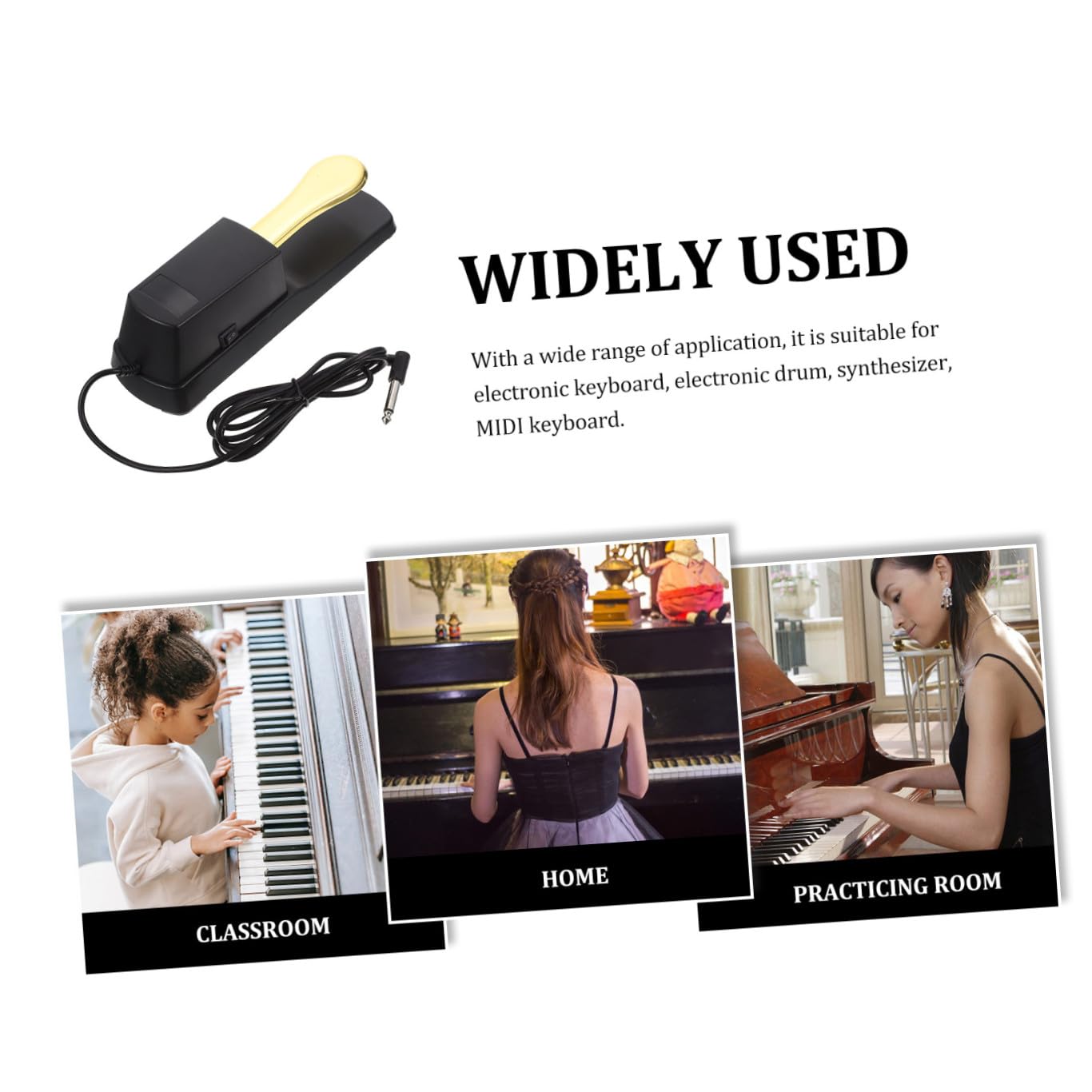 Pedale Sustain per Tastiera Elettronica Midi Pianoforte Digitale Abs Acciaio Oro Professionisti Musicisti Non Slip