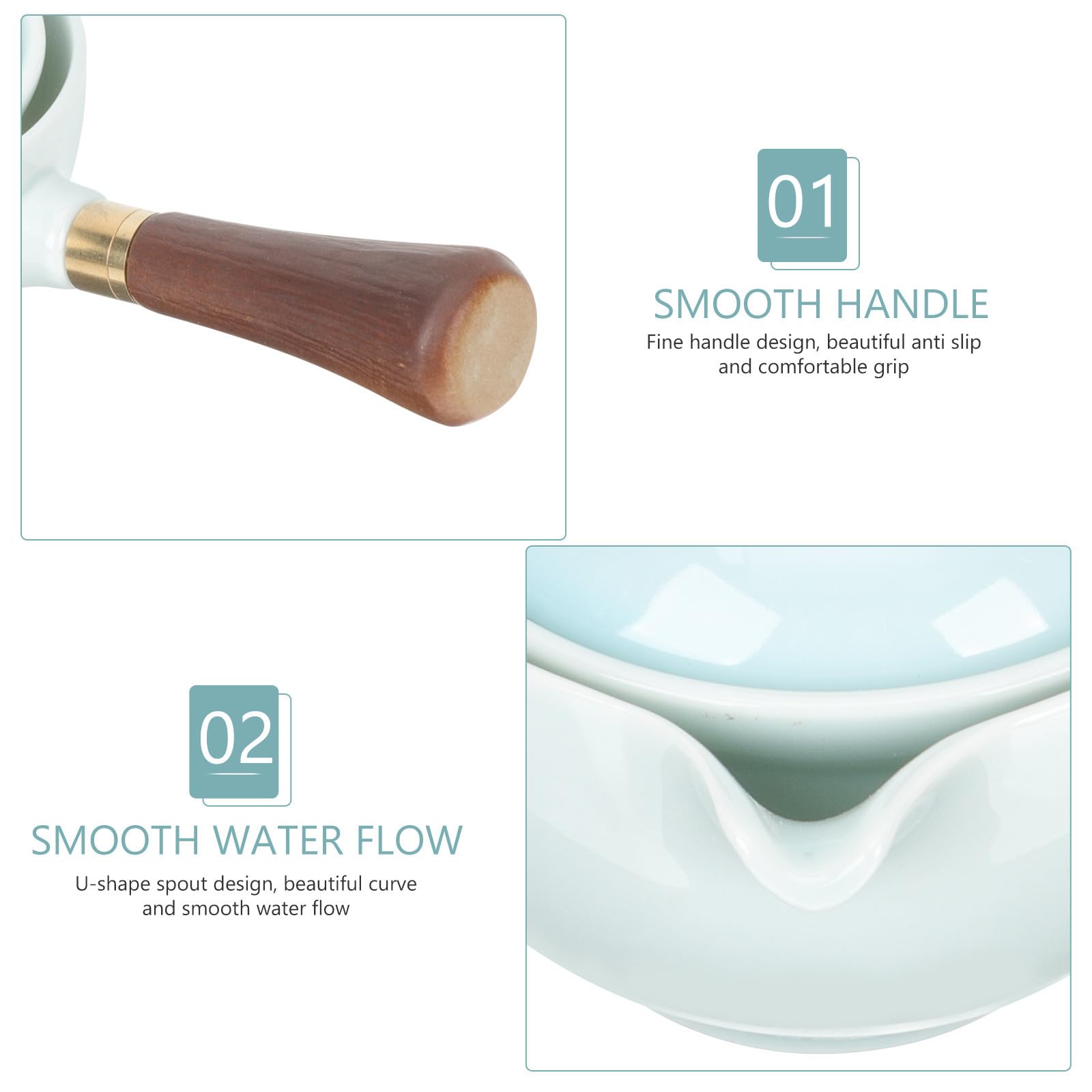Abaodam Théière Céramique avec Filtre Poignée Longue Ergonomique Pot à Thé Portable et Résistant Service à Thé Chinois pour Maison