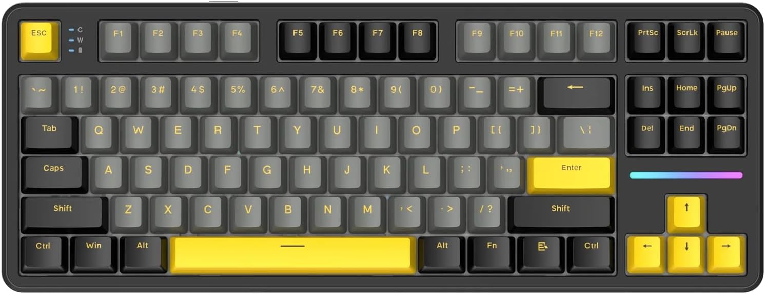 MANBASNAKE X Attack Shark X87 Wireless Mechanical Keyboard, Hot Swappable Gasket Custom Gaming Keyboard RGB Backlit, Bluetooth/2.4GHz/USB-C with 4000mAh Battery (Black)