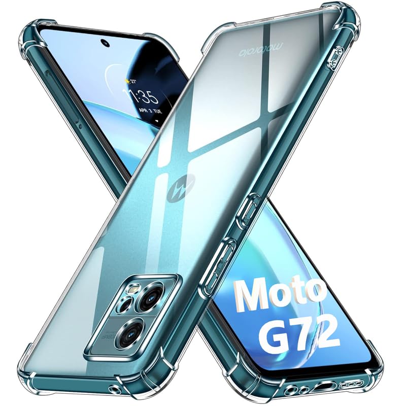 Image of Lustree Back Cover Transparent Case Compatible with Motorola G72 | Clear + TPU Case with 4 Corner Air Cushion Protection & Camera Protection | Slim& Stylus Cover