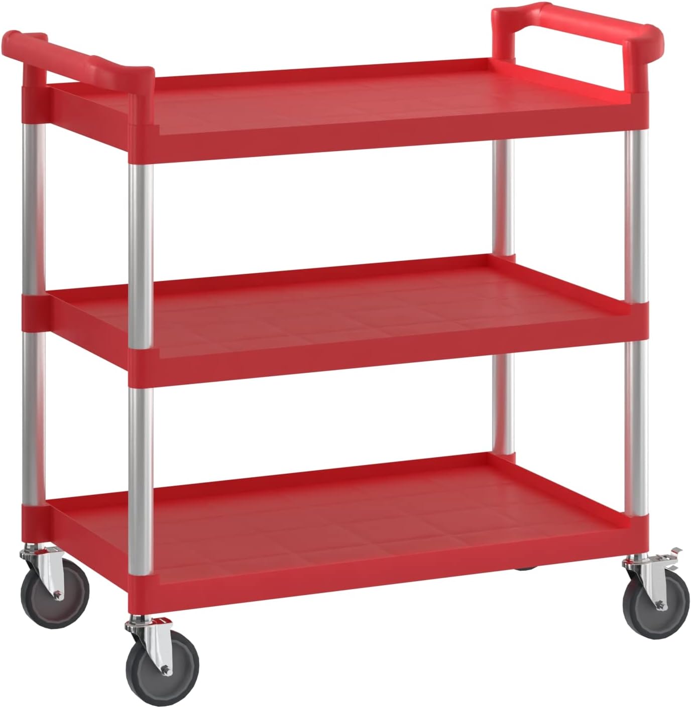 Red Utility/Bussing Cart with Three Shelves - 42 x 20