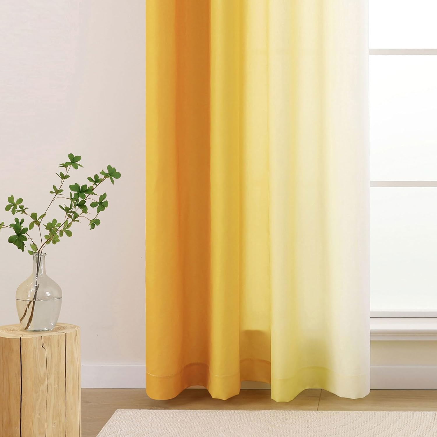 L.Z.E Gold and White Ombre Privacy Curtains 84 Inches Long 2 Panels Set Gold Light Filtering Non-See-Through Curtains & Drapes for Living Room Bedroom Nursery Grommet Top (55" W x 84" L)