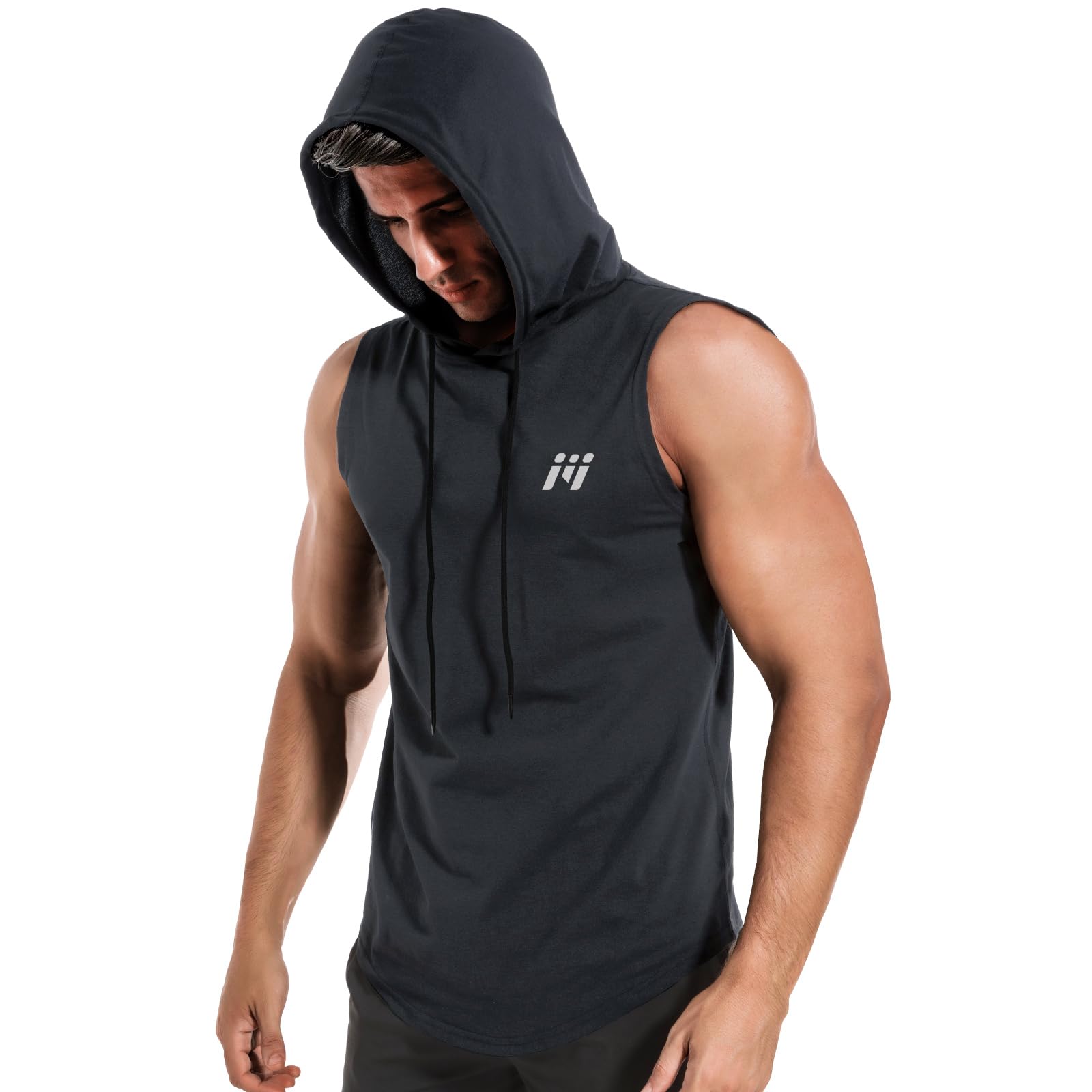 MEETWEE Herren Tank Top, Sportshirt mit Kapuze Ärmelloses/Langarm Muskelshirts Fitness Sleeveless Shirt Atmungsaktiv Laufshirt Achselshirts Hoodie für Gym Running Training