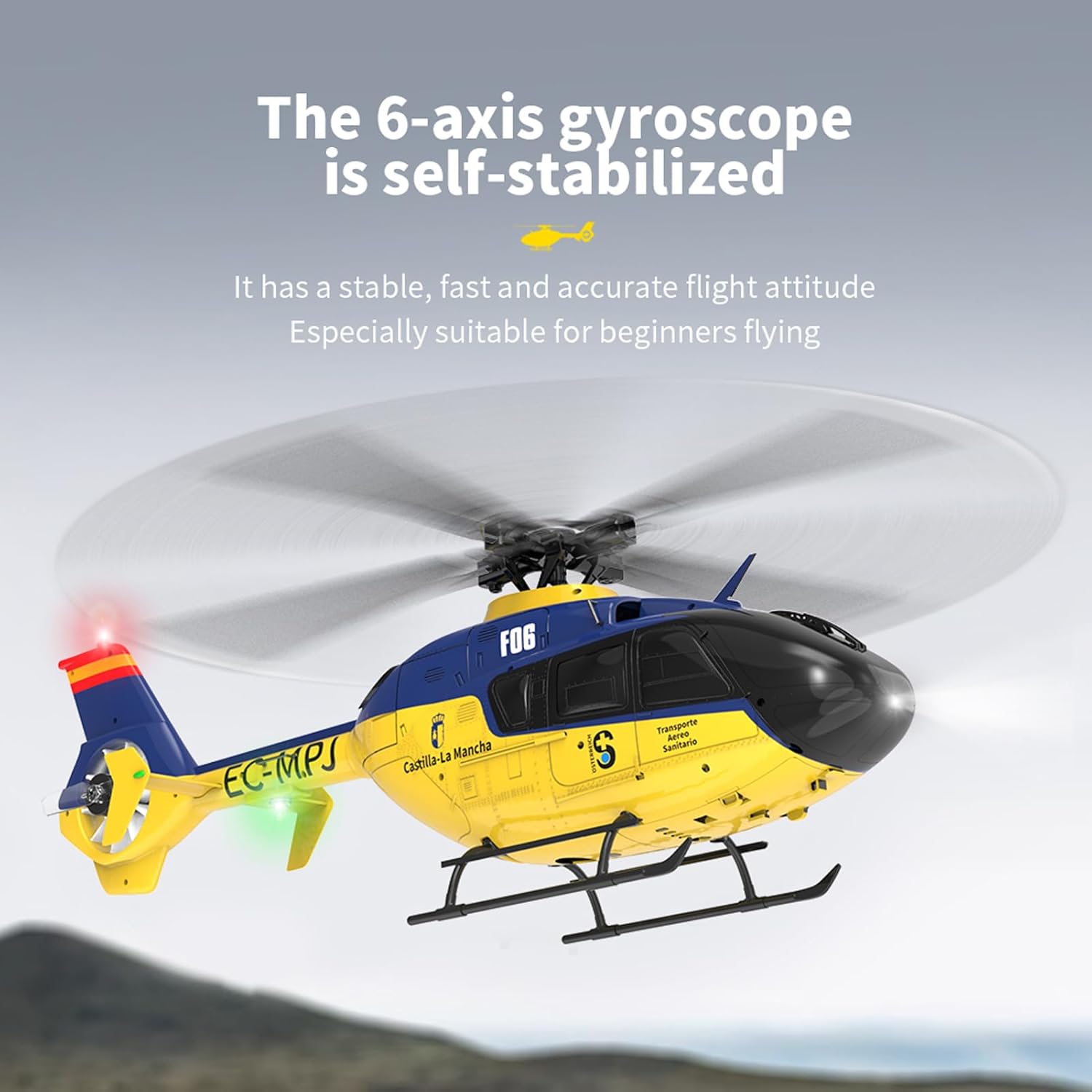 F06 Remote Control Helicopter, 6-Axis Gyro RC Helicopter with Brushless Motors, Altitude Hold, Optical Flow Positioning Function and LED Lights, 2.4GHz Mini Aircraft Toy for Teens Adults