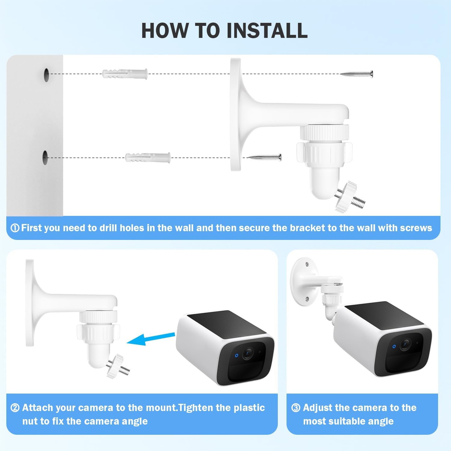 Didalo 2Pack Wall Mount for eufyCam 2C/2C Pro, 2/2 Pro, 3C/S300, 3/S330SoloCam S220/C210, 360°Adjustable Security Wall Mount Bracket for eufyCam Indoor/Outdoor Use (Camera Not Included)