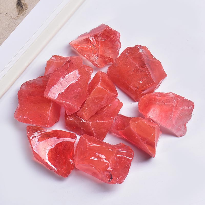 Rubino Grezzo. Cristallo curativo Certificato, Pietra preziosa Naturale di Rubino Rosso, Quarzo Rosso Fuso, Ghiaia Grezza, Ornamenti Artigianali, Decorazioni da Giardino.