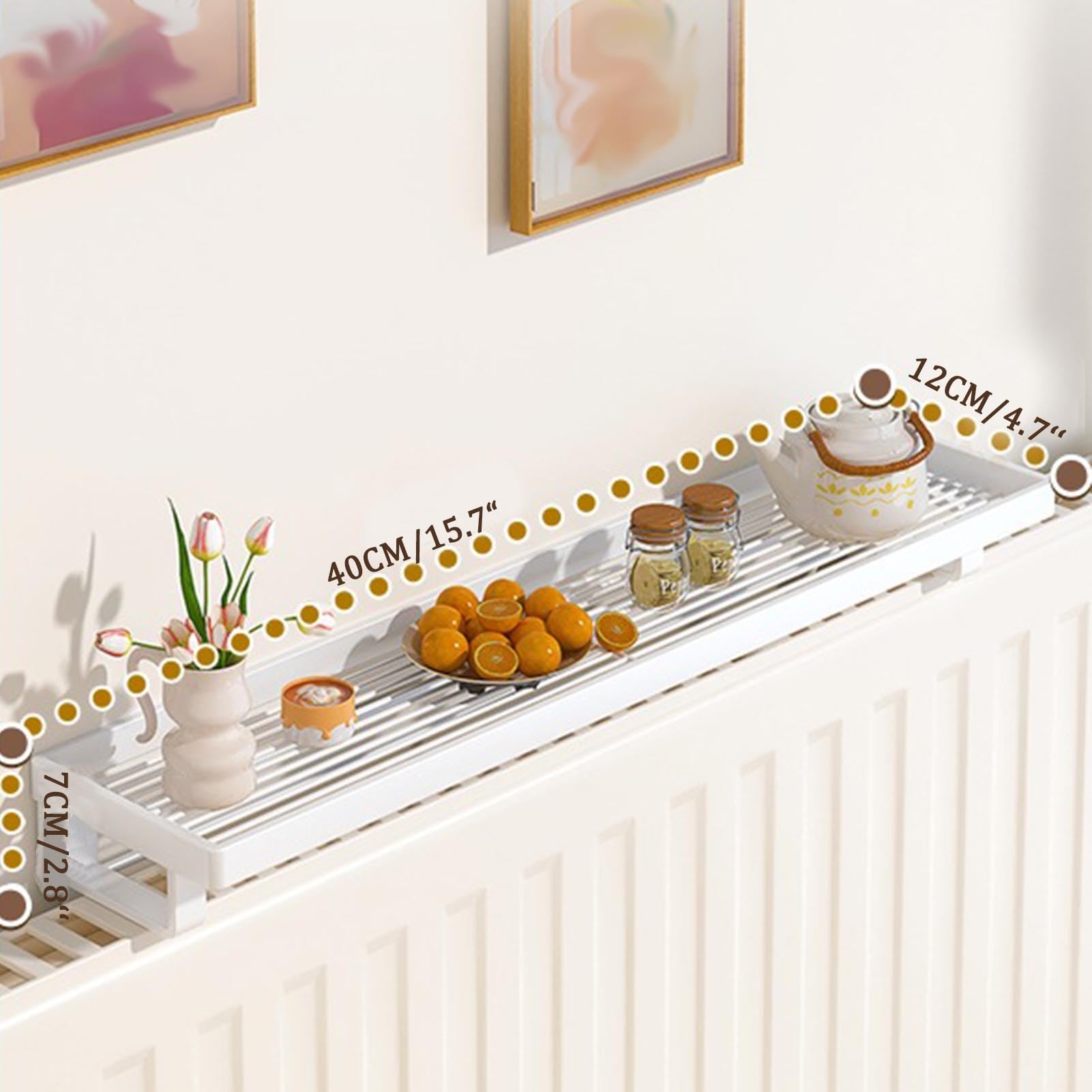 Mensola per radiatore, facile installazione, senza fori, robusta e durevole sopra il radiatore, multifunzionale per uso domestico, lunghezza 91 cm