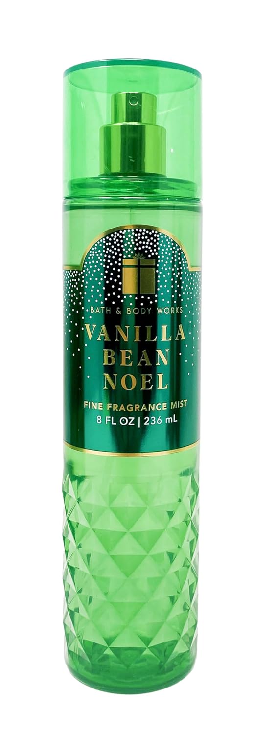 Bath & Body Works Vanilla Bean Noel Gift Bag Set - Fine Fragrance Mist, Body Cream, Body Wash and Hand Cream With a Natural Oats Sample Soap.