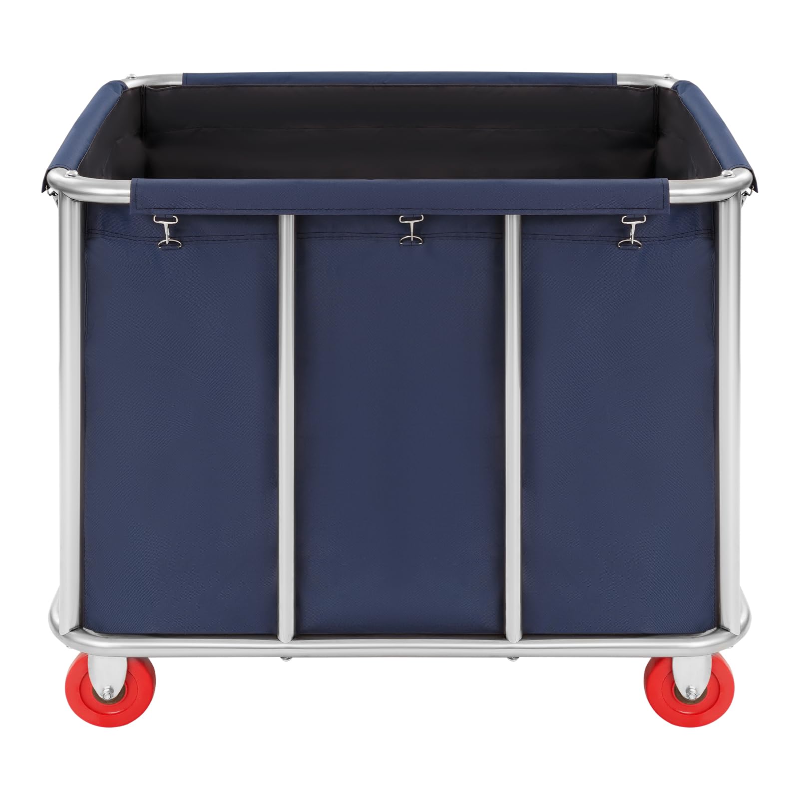 Carrito de lavandería de acero inoxidable con ruedas, capacidad de carga de hasta 200 kg, 90 x 65 x 80 cm (azul)