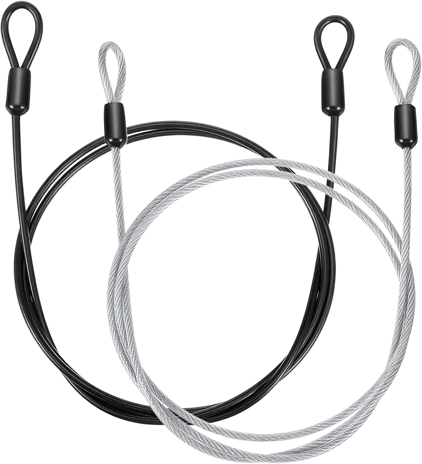 Outdoor & Travel Security Cable with Loops, 2 Pack 3.3ftx1/8 in(1m x 3mm) Braided Safety Wire, Flexible Security Cable with Double Loops, Stainless Steel Braided Safety Wire Luggage Travel Bike