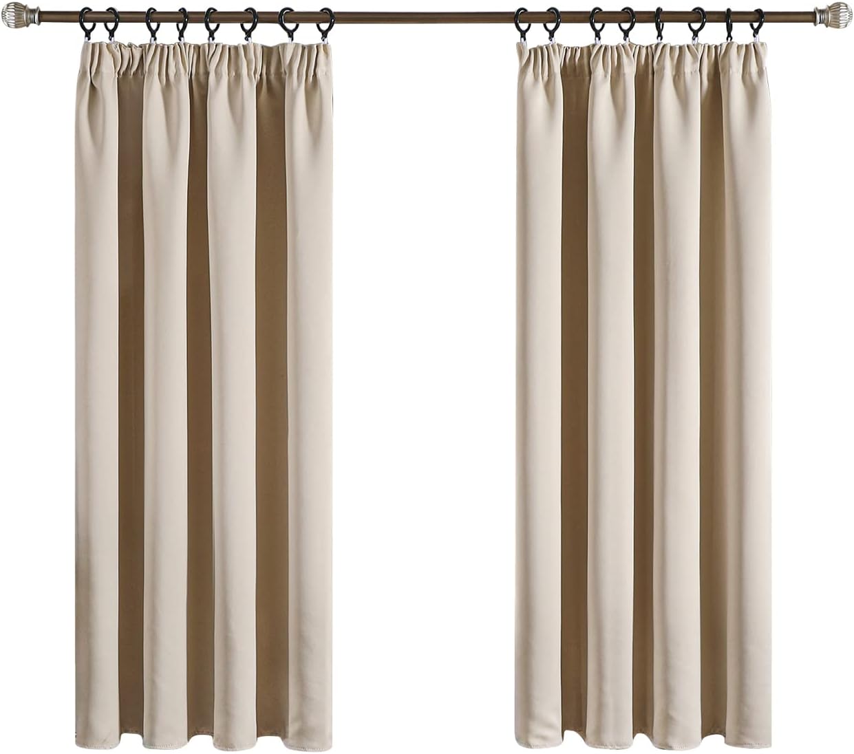 Topfinel Beige Blackout Curtains 54 Drop for Bedroom 2 Panels Pencil