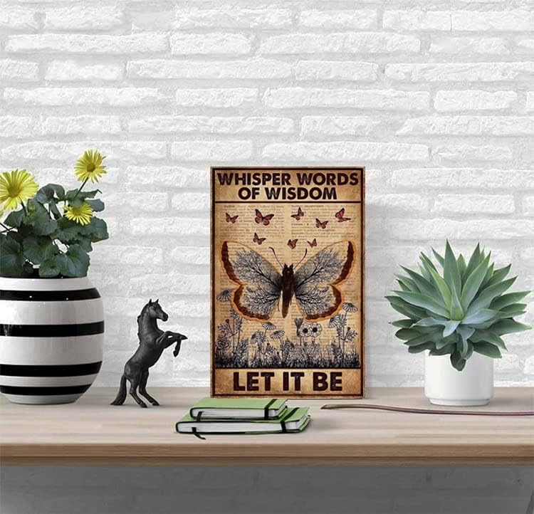 Miniatura 4 de Cusde Letrero de metal con diseño de mariposa hippie para niña, letras de sabiduría y palabras de sabiduría, para decoración de habitación,