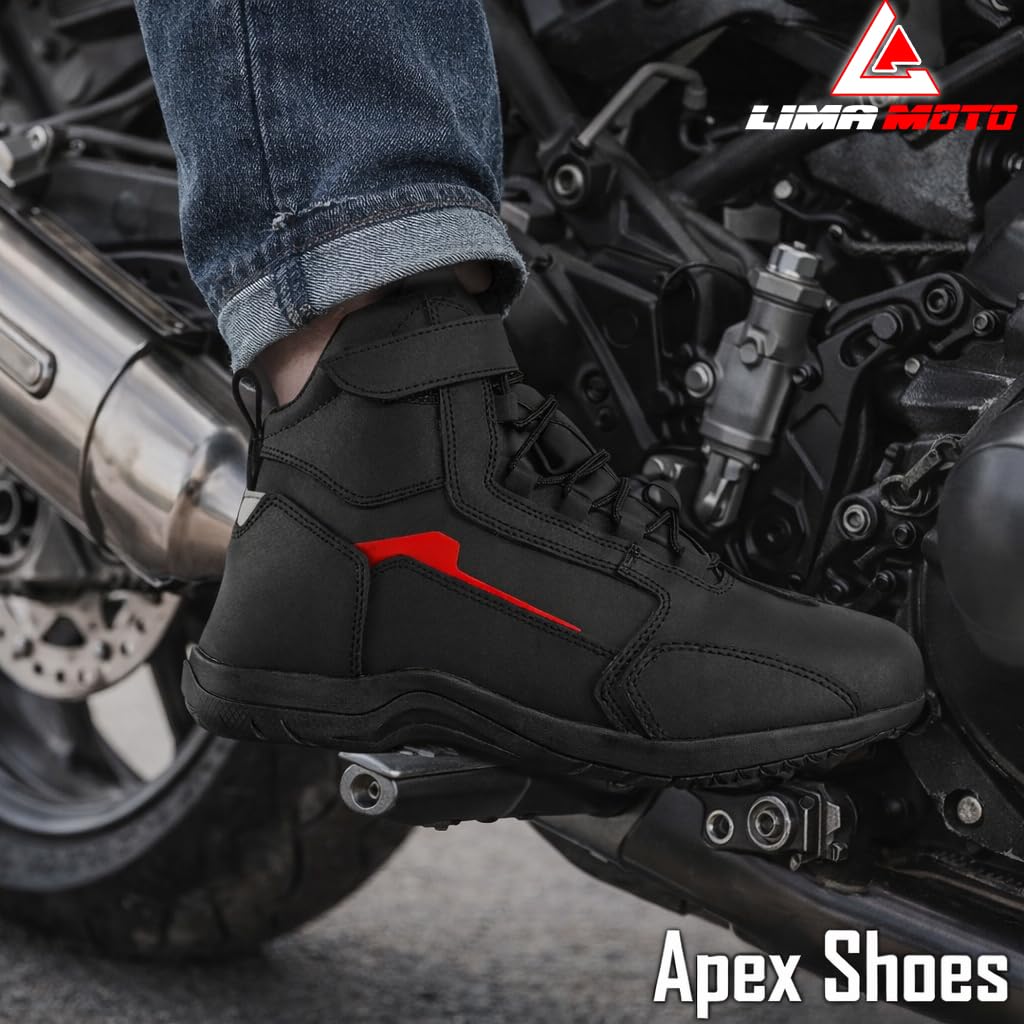 Leather Motorbike Boots Motorcyle Shoes CE-Approved Waterproof Protective Boots – Short Ankle Touring Armour & Anti-Slip - 2