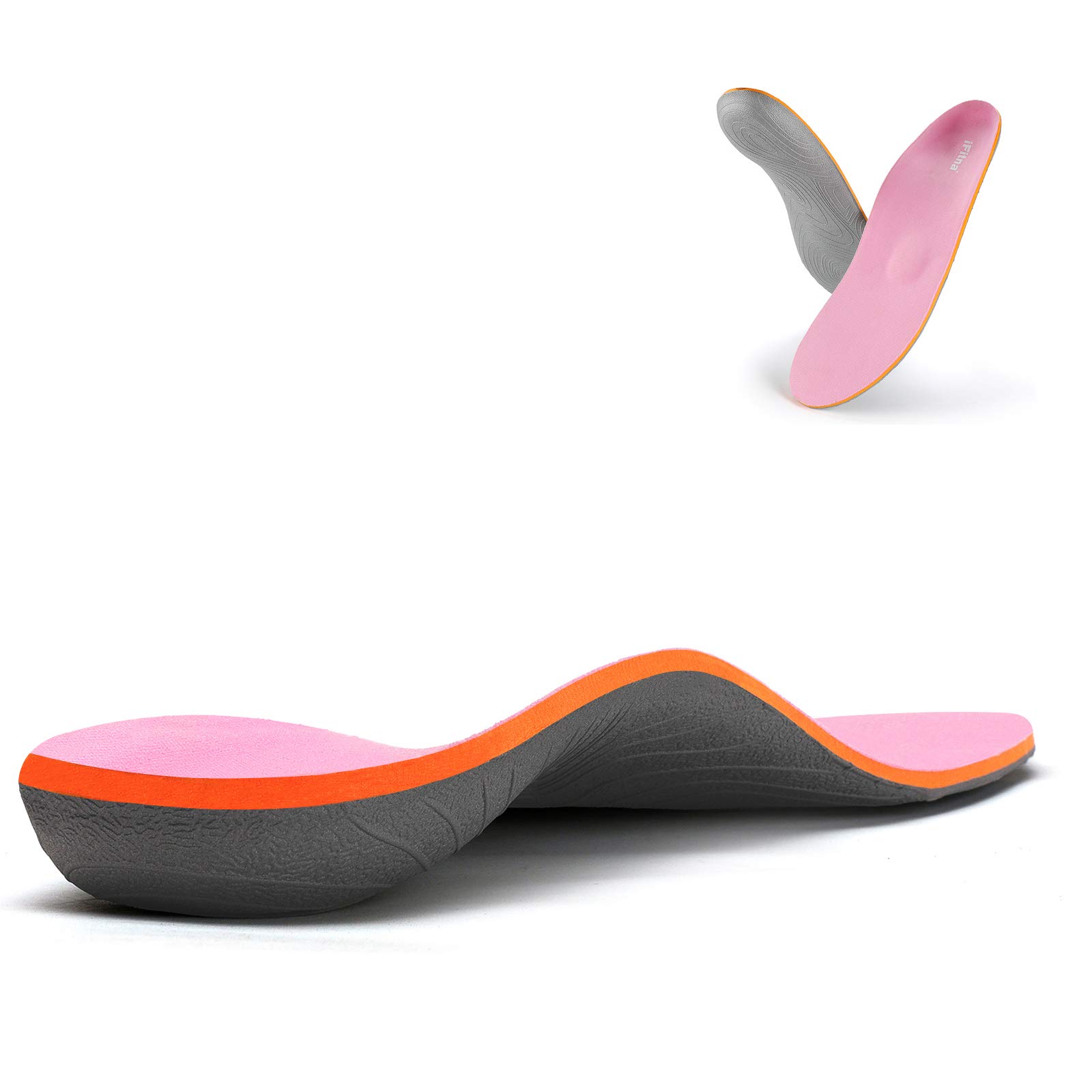 iFitnaiFitna Mid Arch Support Shoe Orthotic Inserts for Women,Full Length Active Metatarsal Insoles Anti-Fatigue for Plantar Fasciitis & Heel Pain, All-Day Comfort Cushion,Pink