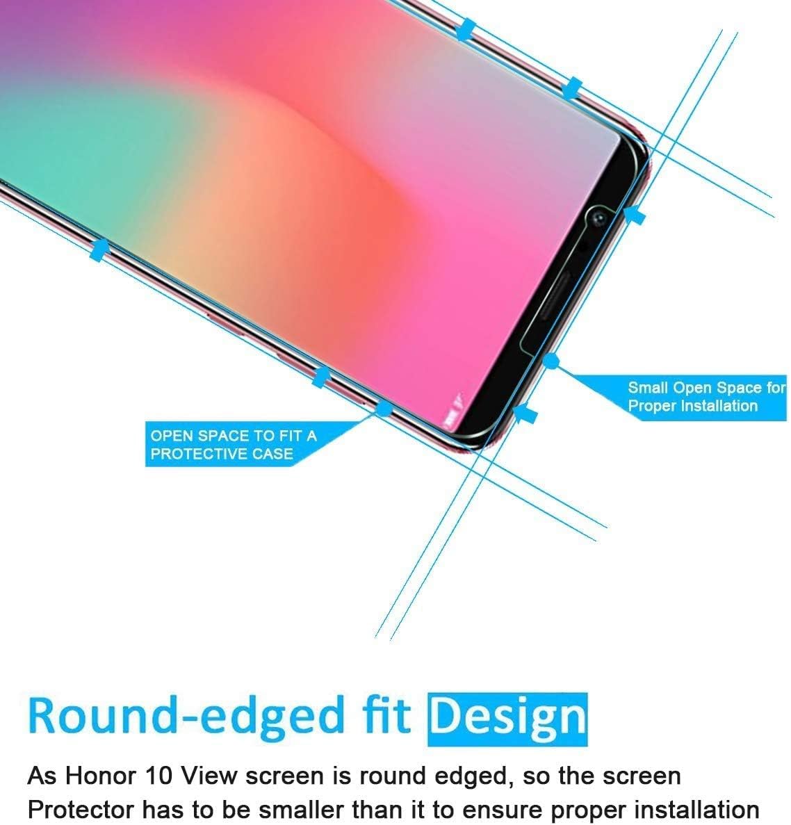 NEW'C 3 Pezzi, Vetro Temperato per Honor 10, Pellicola Prottetiva Anti Graffio