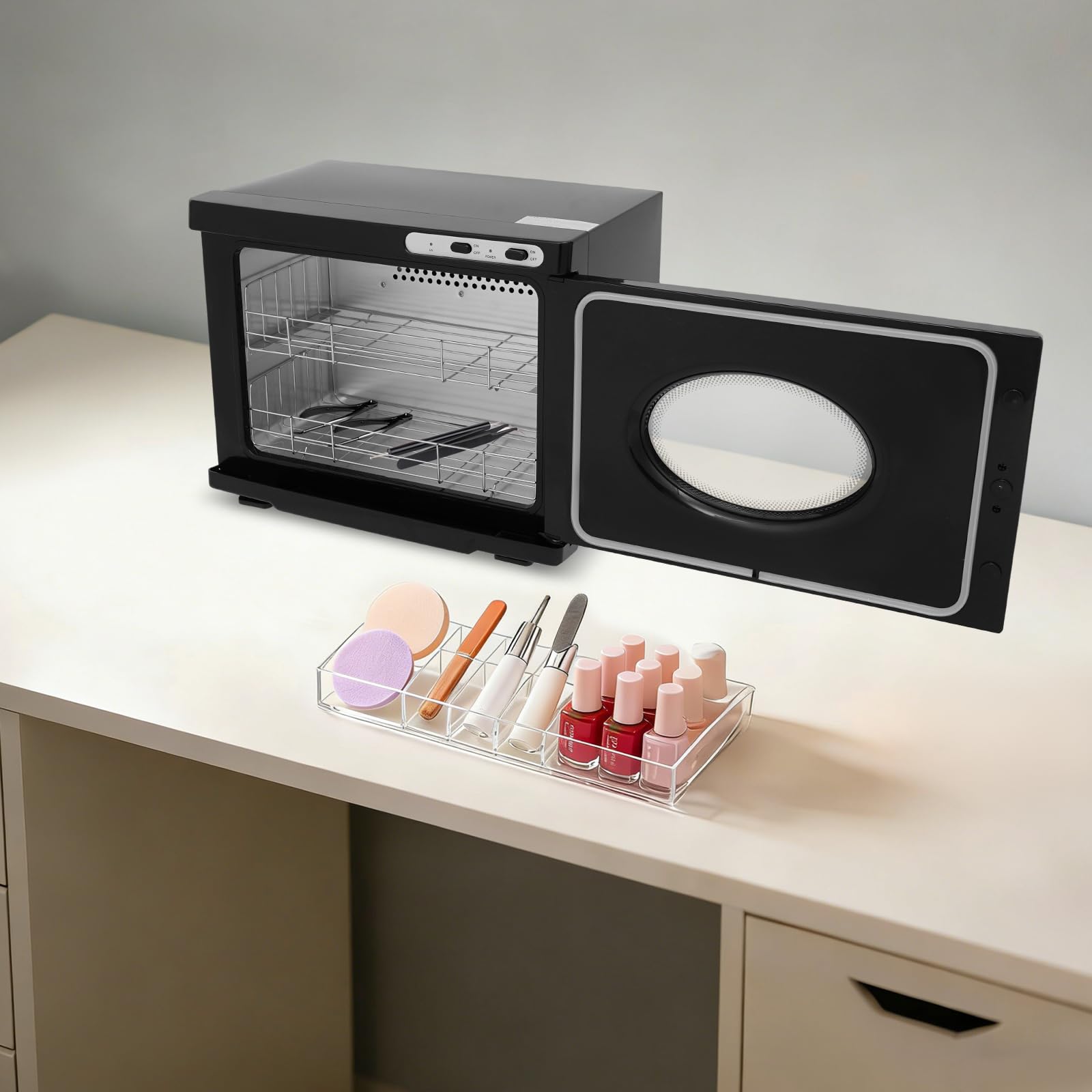 23L Handtuchwärmer mit UV-Lampe, 3-in-1 Handtuchheizschrank (Schwarz) | Heizen, Warmhalten & UV-Reinigung, 50-60 Handtücher, 70–80 °C, Überhitzungsschutz, Handtuchschrank für Schönheit, Salon, Spa