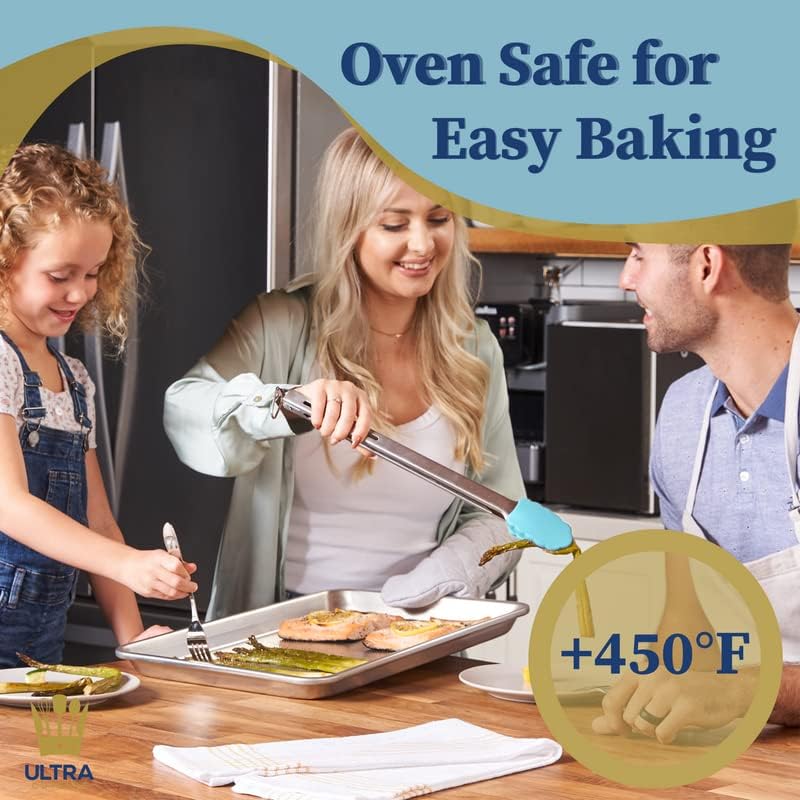 Miniatura 6 de Ultra Cuisine Juego de 2 bandejas de aluminio para hornear de media hoja, aptas para horno y resistentes a la deformación, bandeja para hornear