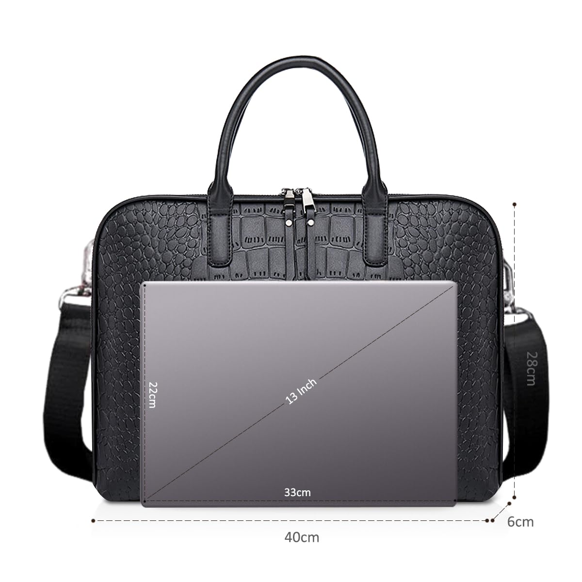 NICOLE & DORIS Sac à Bandoulière 14 Pouces Sac d'ordinateur en Cuir PU Sac à Main Business Porte-Documents Homme Sacoche d'ordinateur Portable Sac Cabas