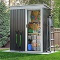 Aoxun 5 x 2.5 FT Outdoor Metal Storage Shed, Water-Resistant Galvanized Steel Storage House, Tool Storage Shed with Sloping Roof and Lockable Door for Lawn, Patio and Backyard