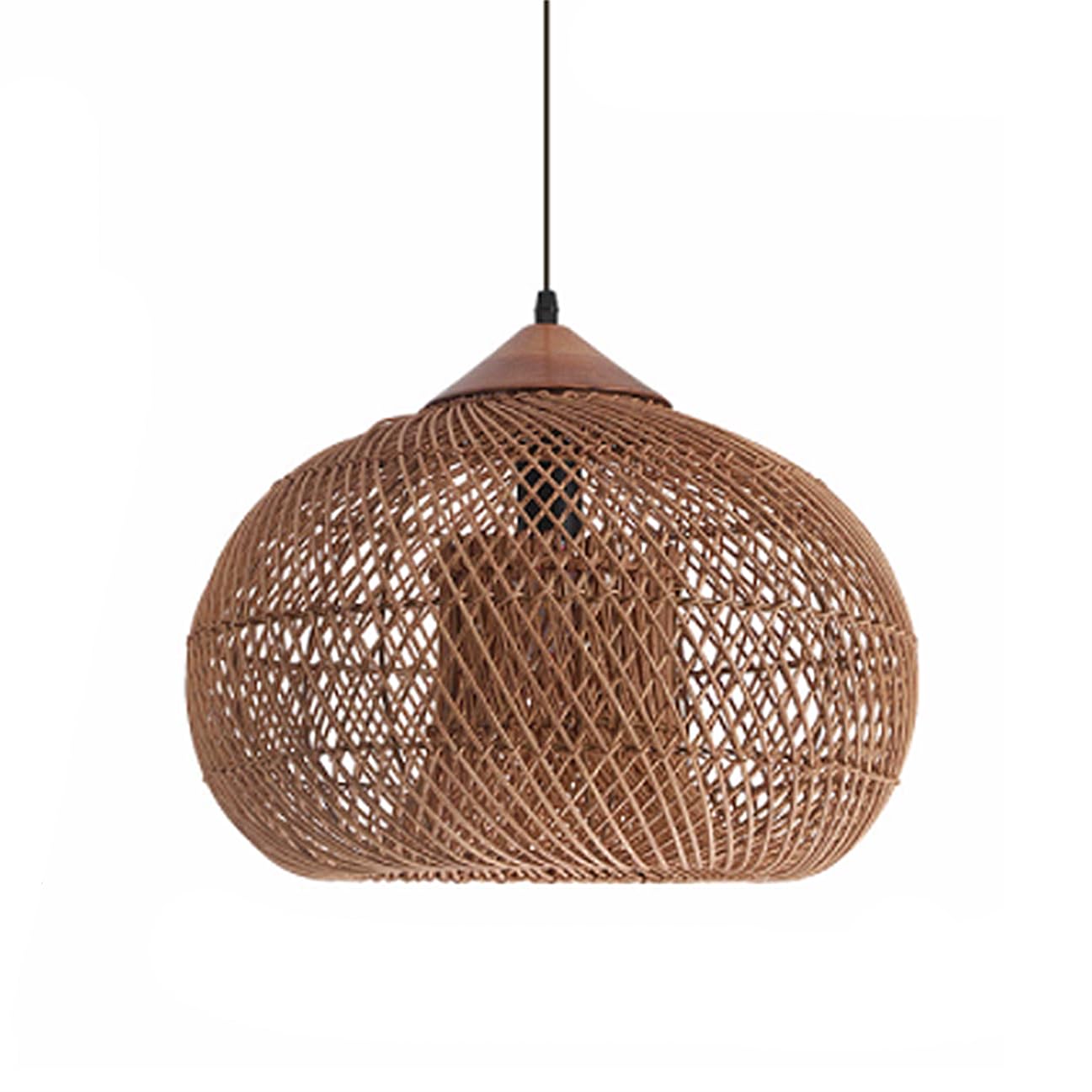 SHUANGZ Japanese Wabi-sabi Style Light Fixture Rustic Rattan Cage Hanging Light Farmhouse Hanging Rattan Basket Light Hand Woven Lantern for Modern Style Master Bedroom Foyer Dome Lamp - 19.7"