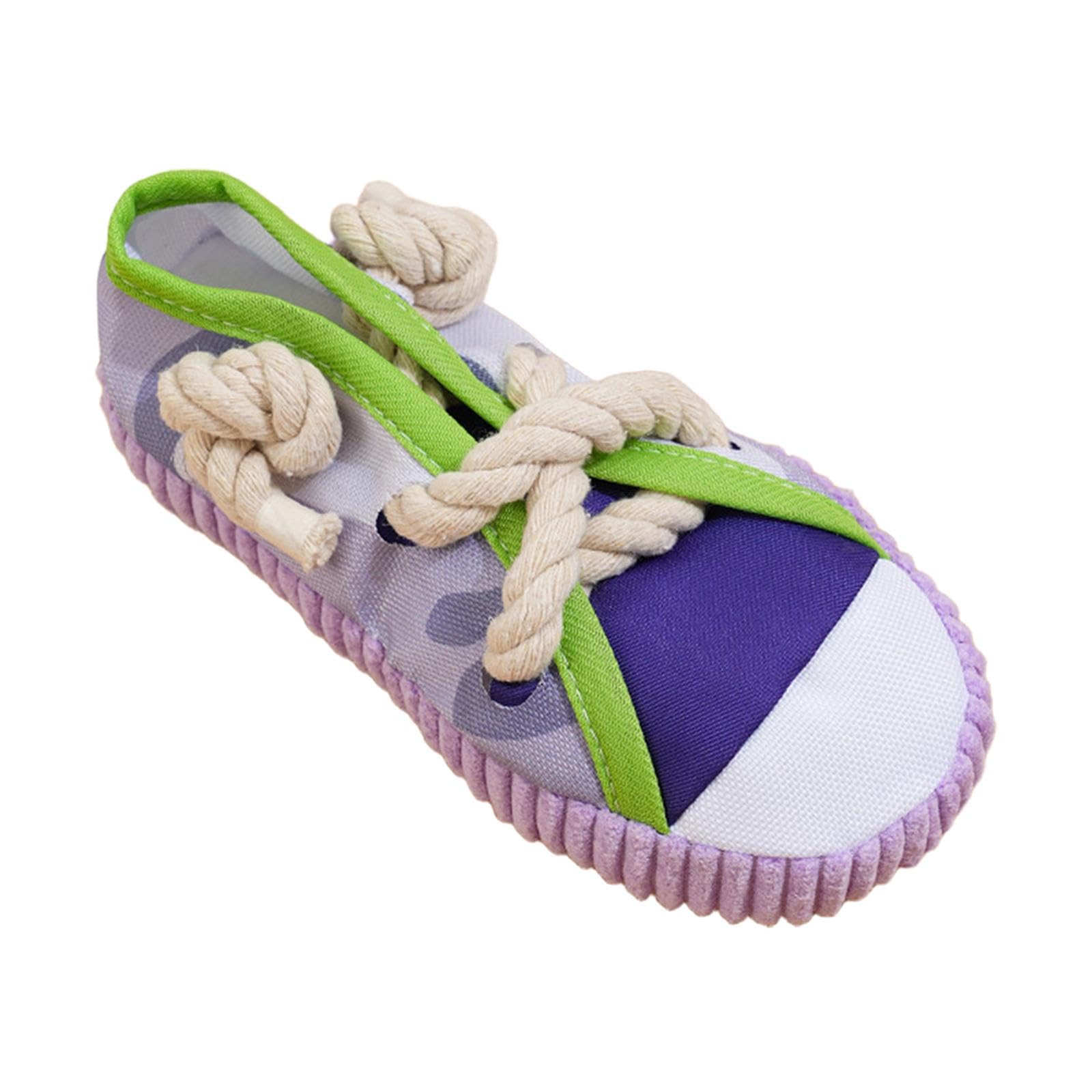 Dog Chewing Toy Shoe Squeaky Toy Exercise Pet Supplies Playing Chewing Multipurpose Tough Rope Knot Puppy Cleaning Purple