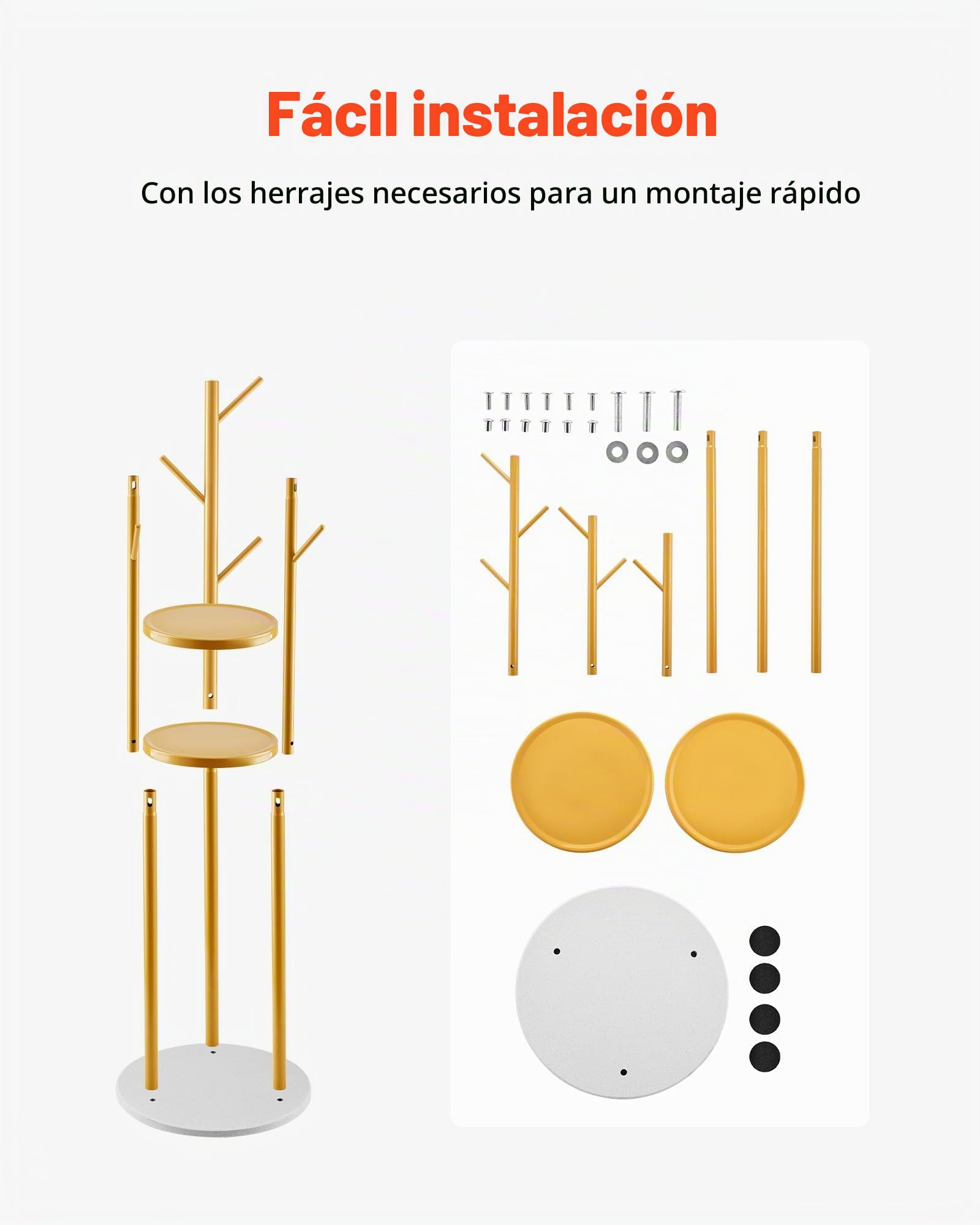 VEVOR Perchero de Pie con Base de Cuarzo y 9 Ganchos, Ideal para Entrada, Dormitorio, Oficina y Sala de Estar, Perchero Moderno para Abrigos, Sombreros, Bufandas y Bolsos, 340 x 340 x 1700 mm