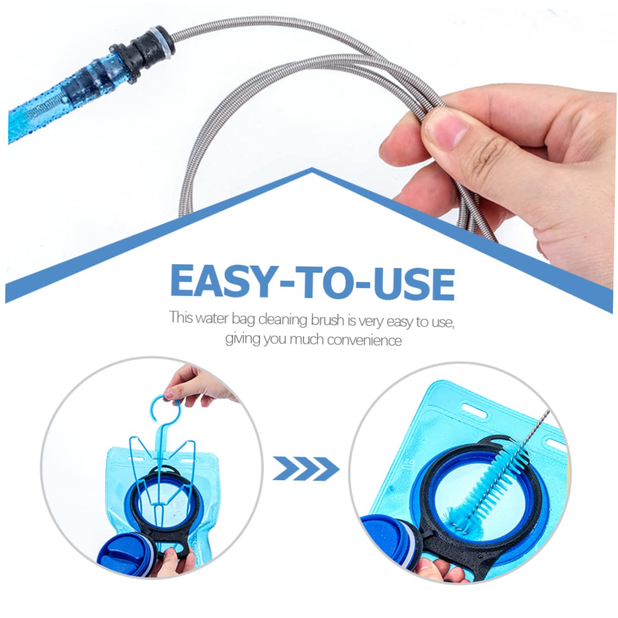 Mikikit Reusable Tube Brush Set Daily Use Bladder Cleaner Compact Water Bag Cleaning Brush