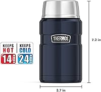 Vista 5 de THERMOS Jarra de alimentos con aislamiento al vacío Stainless King, 24 onzas, azul medianoche