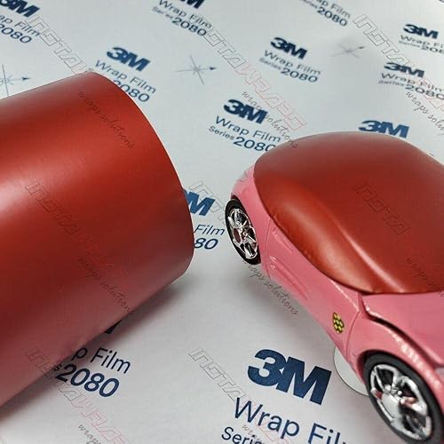 Miniatura 2 de Rollo de Envoltura de Coche 3M 2080 Rojo Satinado Ardiente  S363  (Muestra 3in x 5in)  Envoltura de Vinilo Automotriz para Coches - Envoltura