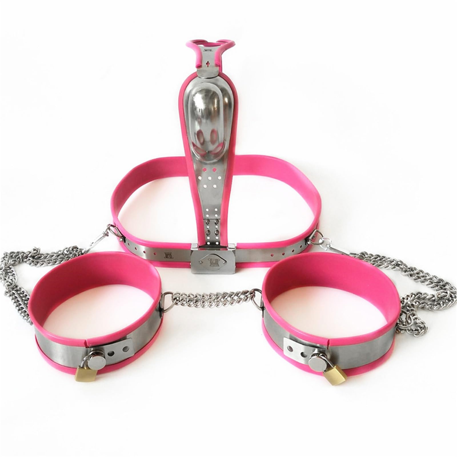 Ceinture de chasteté BDSM for hommes avec plug anal, colliers de bondage for les jambes, cage à pénis en acier inoxydable BDSM, dispositif de chasteté for hommes et couples(90cm-100cm)