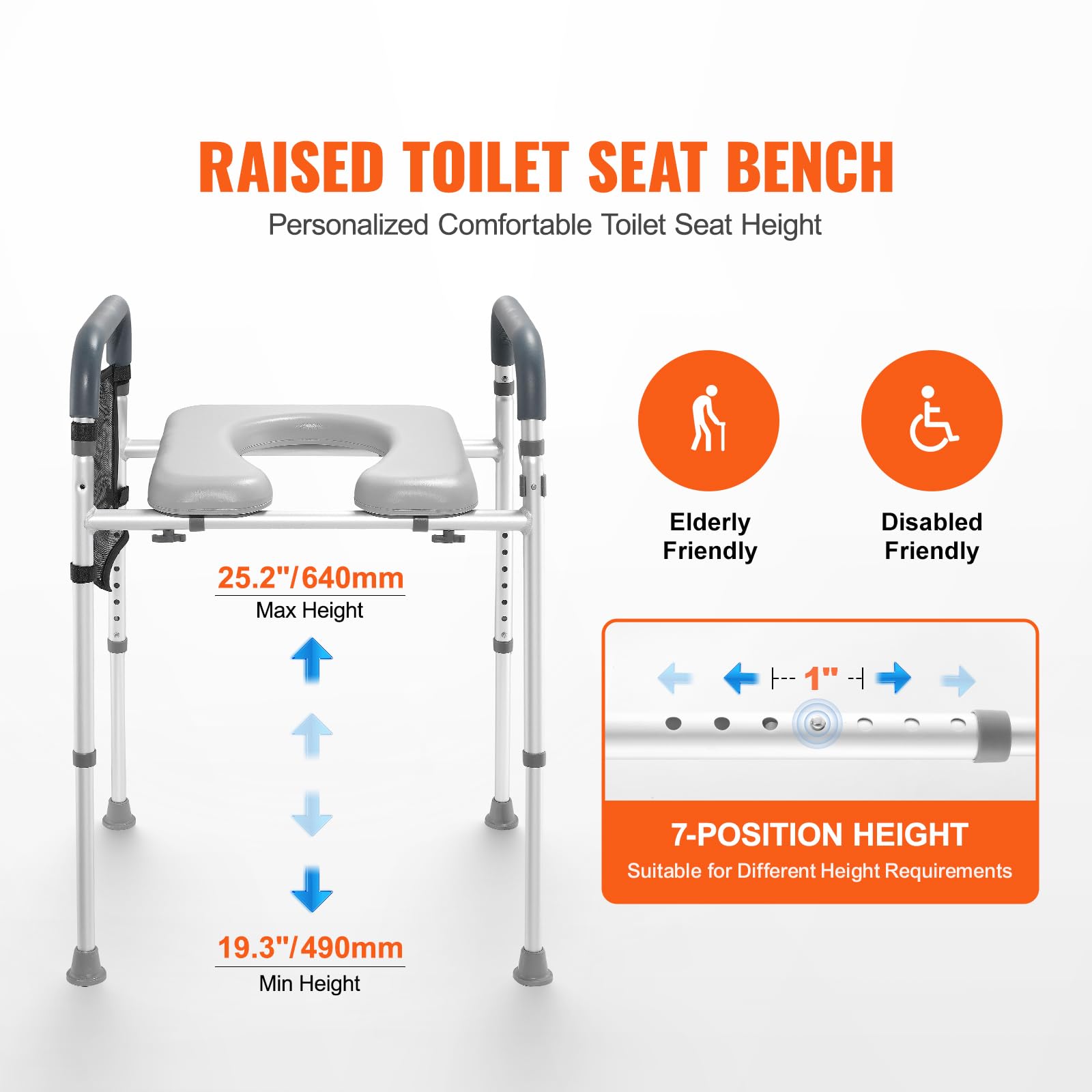 Happybuy Raised Toilet Seat, 7-Position Height Adjustment from 19.3