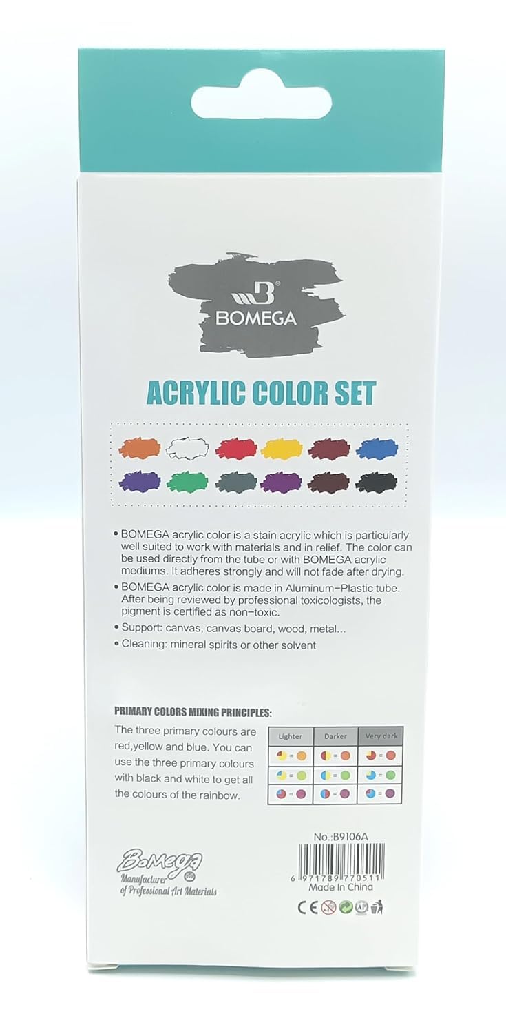 MURCY Acrylic Paint Set - 12 Vibrant Colors for Kids & Adults, 9mL Tubes, Ideal for Wood, Canvas, Fabric, Ceramics - Art Supplies (12 Pack of 9 mL) 3