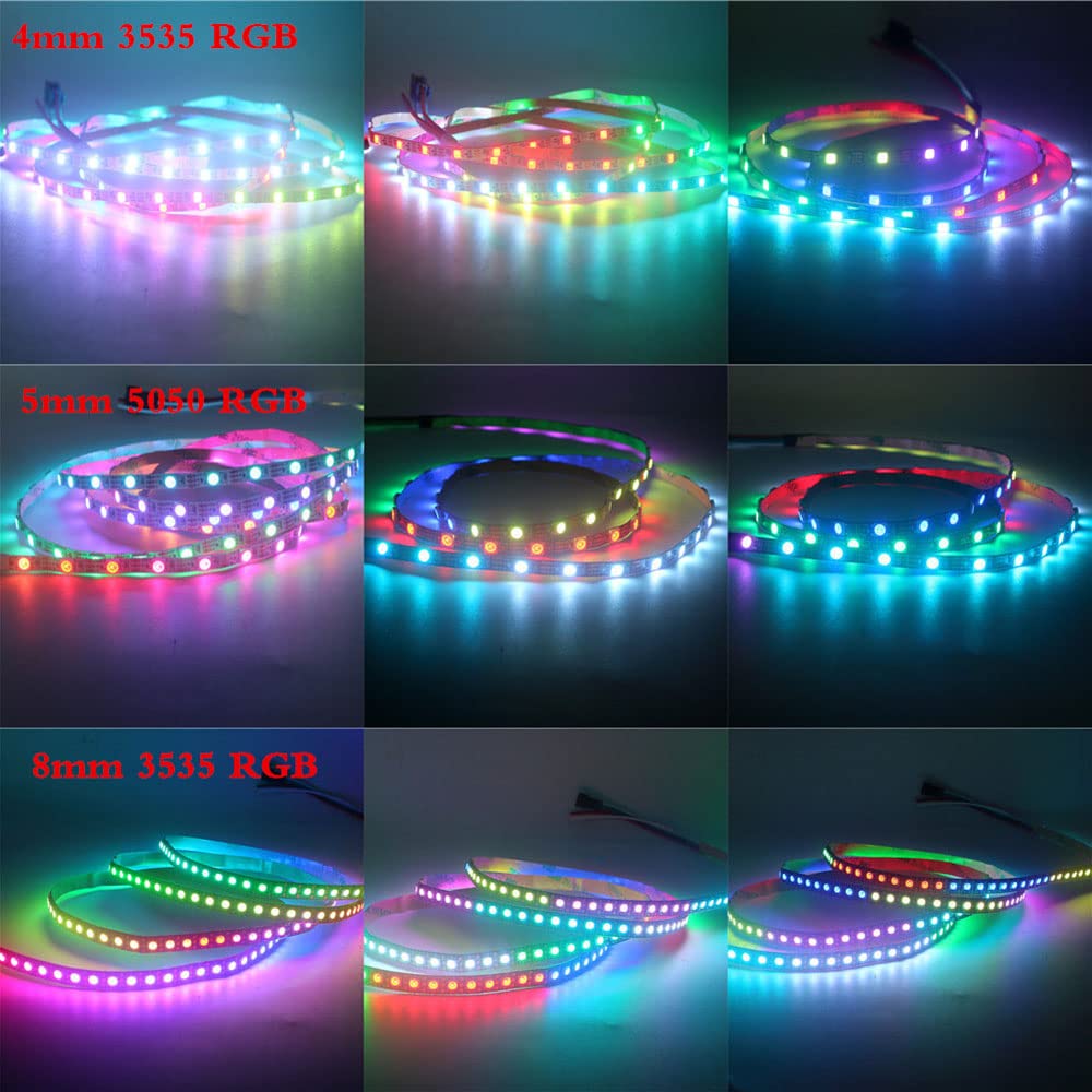 DC5V WS2812B 7,2 mm di larghezza, ultra sottile, RGB 5050 SMD, indirizzabile individualmente, programmabile, 2 m, 144 pixel/m, 288 pixel, flessibile, bianco, PCB DC5 V