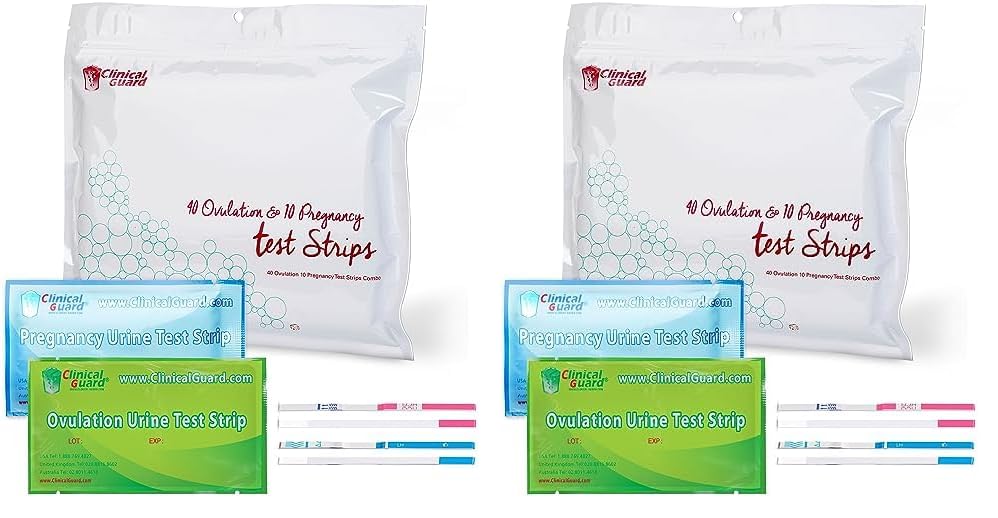 Clinical Guard40 Ovulation Test Strips and 10 Early Pregnancy Test Strips Combo Rapid HCG Test Fertility Ovulation Predictor Kit (Pack of 2)